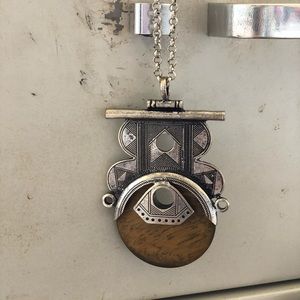 Silver and wood necklace